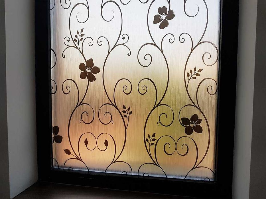 Folie decorativa tip sablare cu model, latime 90 cm