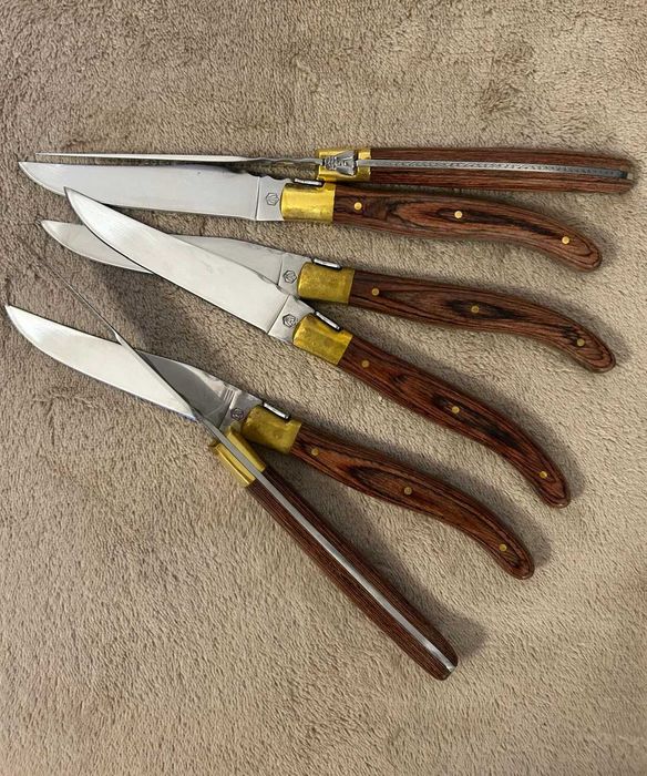 Set de 6 cutite pentru friptura, Laguiole, Inox, Maro/Argintiu