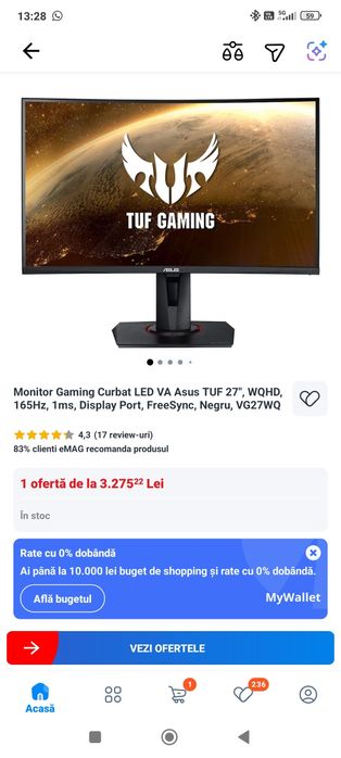Monitor gaming 27" nou in garantie