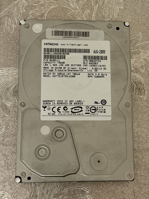 Hard disk Logic Board 750 GB Hitachi HDT721010SLA360