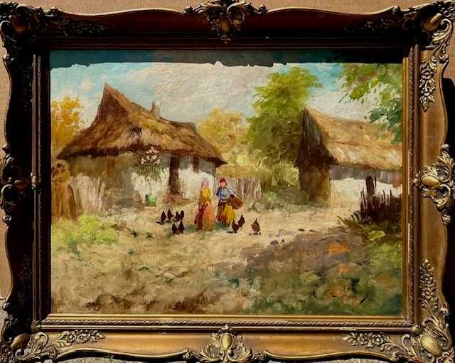 SUPERB! Tablou foarte vechi, mare, 80x60cm+rama ulei/panza, semnat.