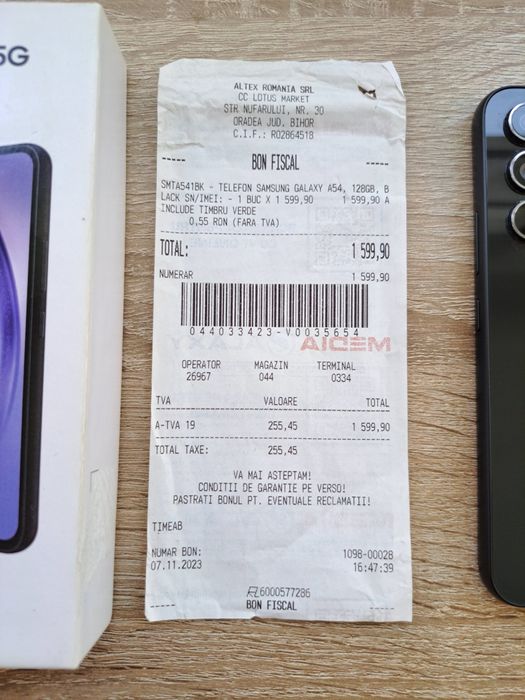 Samsung A54 5G 8/128GB Memorie CA NOU!