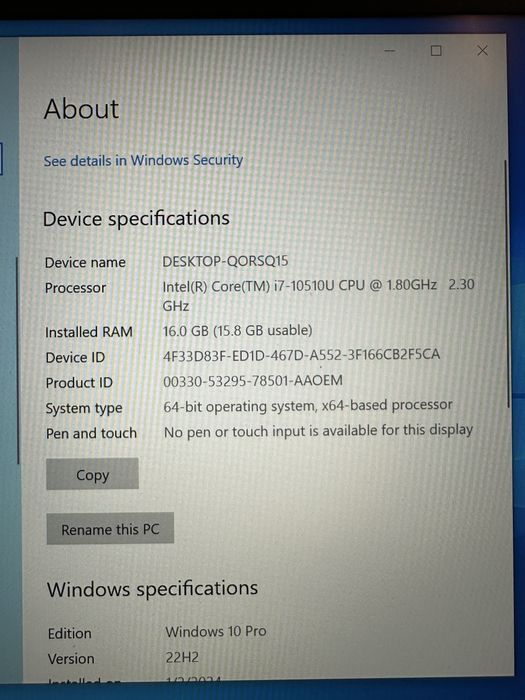 Lenovo Thinkpad T14 Gen 1 Intel I7-10510U