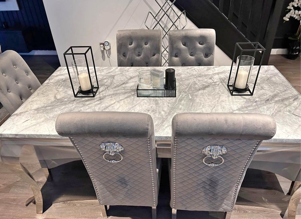 Като нова ! Мраморна маса с 6 стола