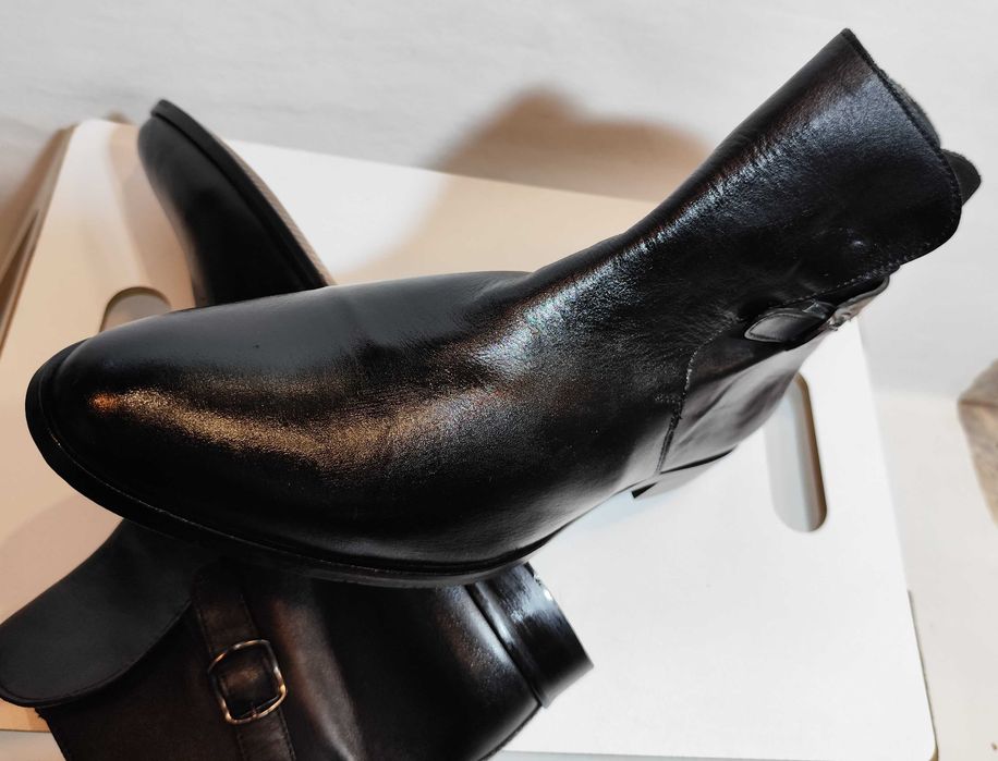 Ghete chelsea 43.5 44 jodhpur Buffalo piele naturala moale negru