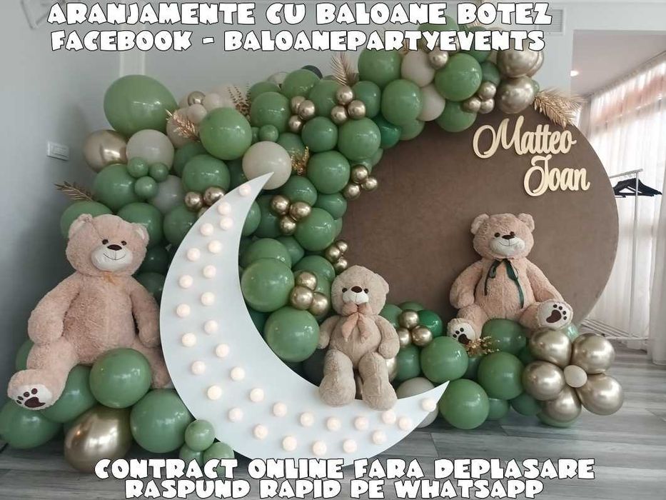 Photocorner botez Aranjamente botez Arcada baloane Decor cristelnita