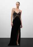 Дълга рокля Mango velvet silk