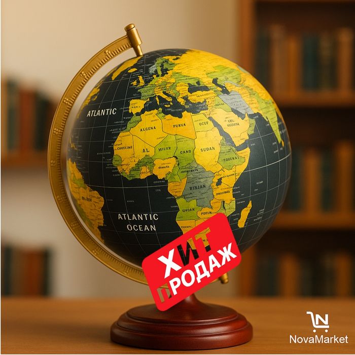 Глобус настольный с деревянной подставкой