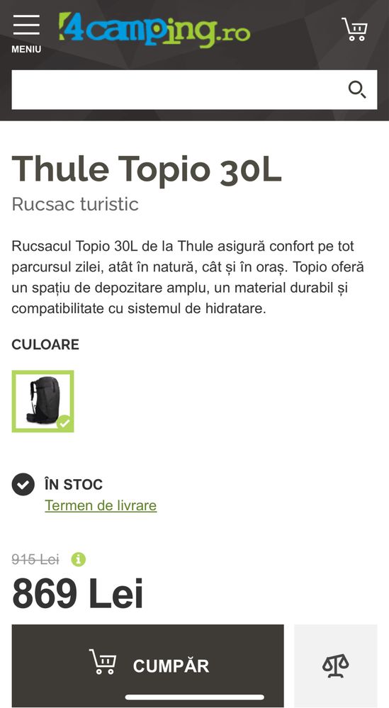 Rucsac Thule Topio 30L Negru