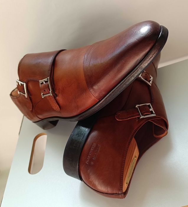 Pantofi monk 45.5 46 lucrati manual Melvin & Hamilton piele naturala