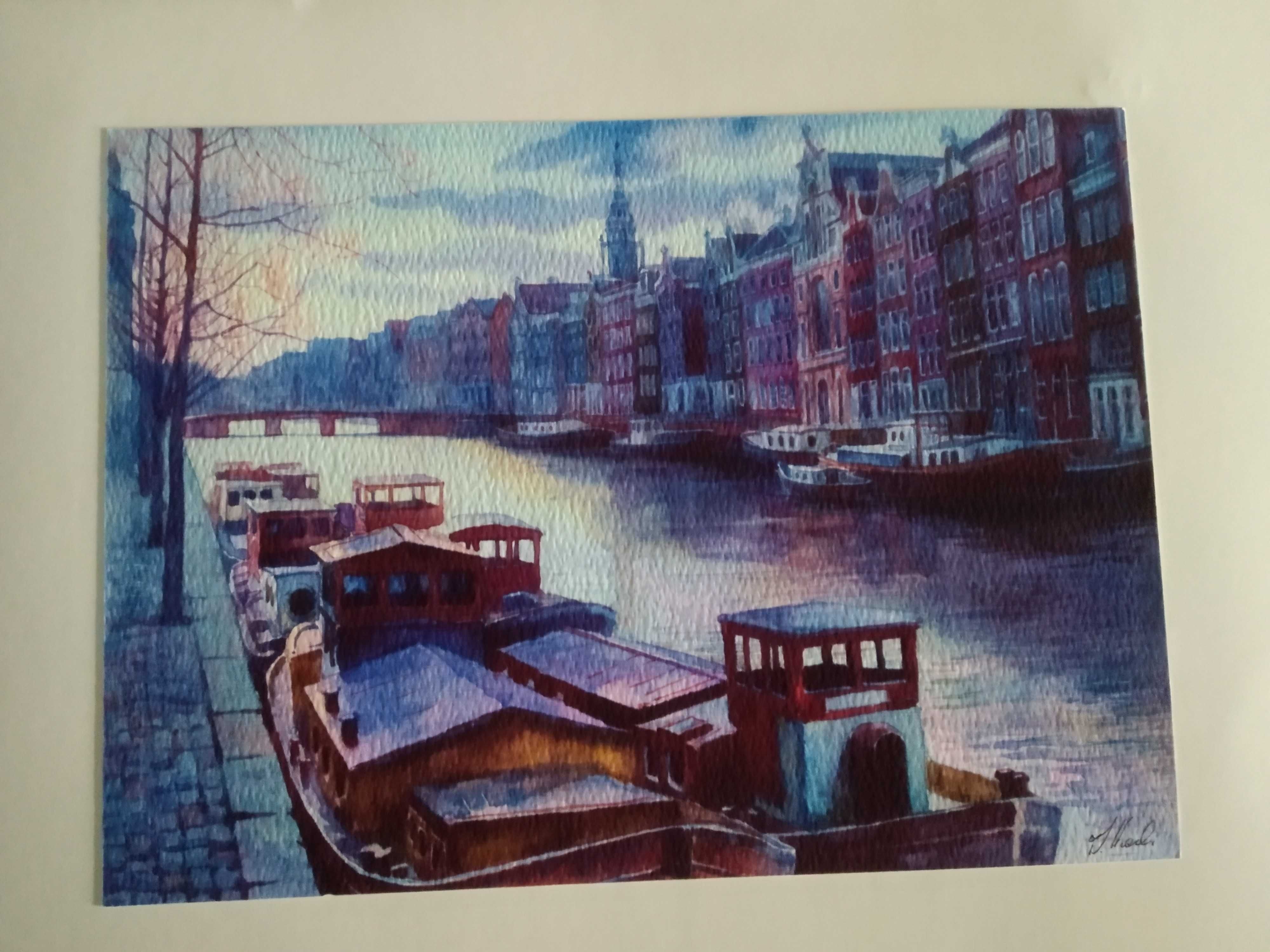 Принты акварель (фото с оригиналов), виды на Амстердам
