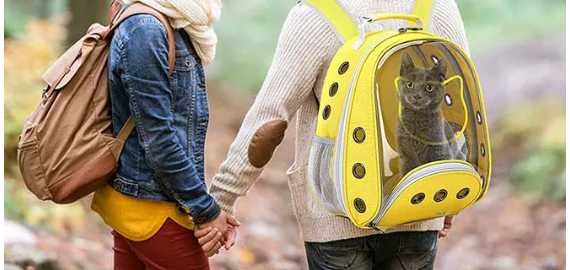 Ghiozdan transport animale de companie Pisica Catel, Galben