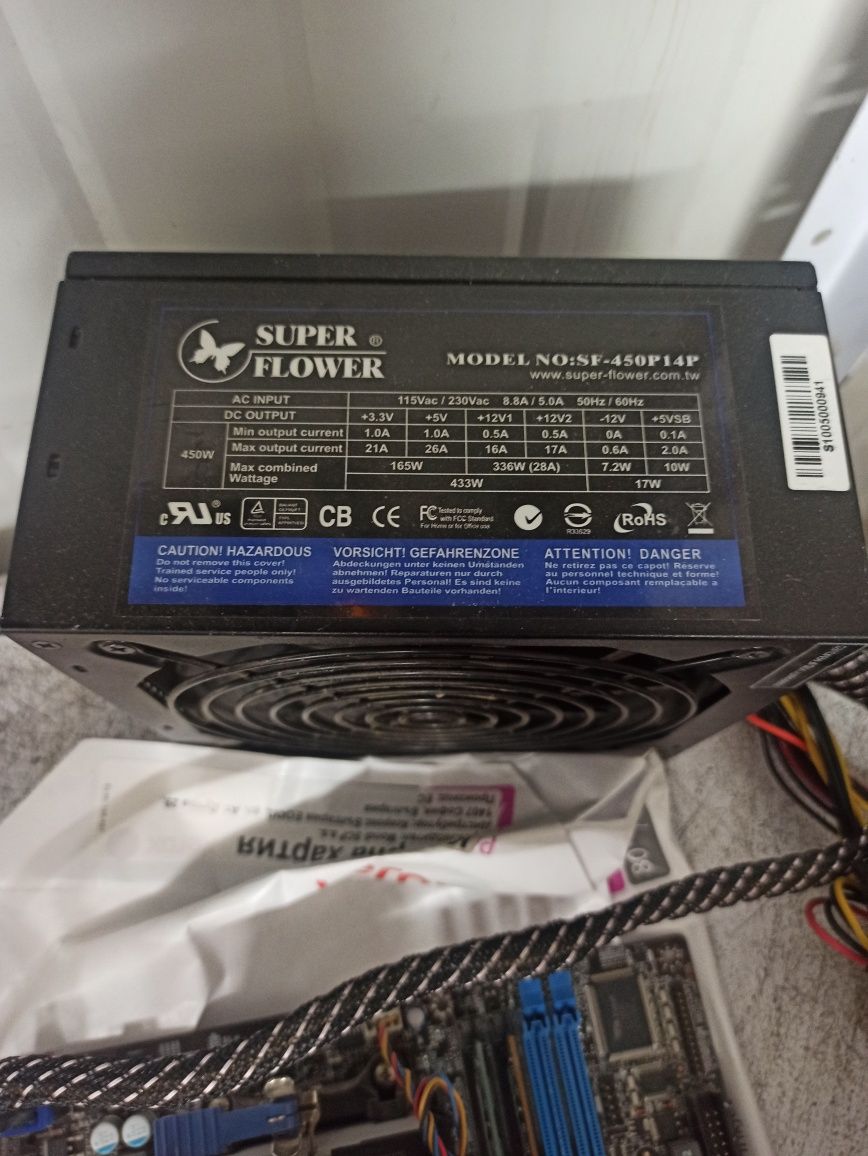 Дъно AM3+ с процесор Athlon x4, рам 6Gb, видео 2Gb и захранване450W