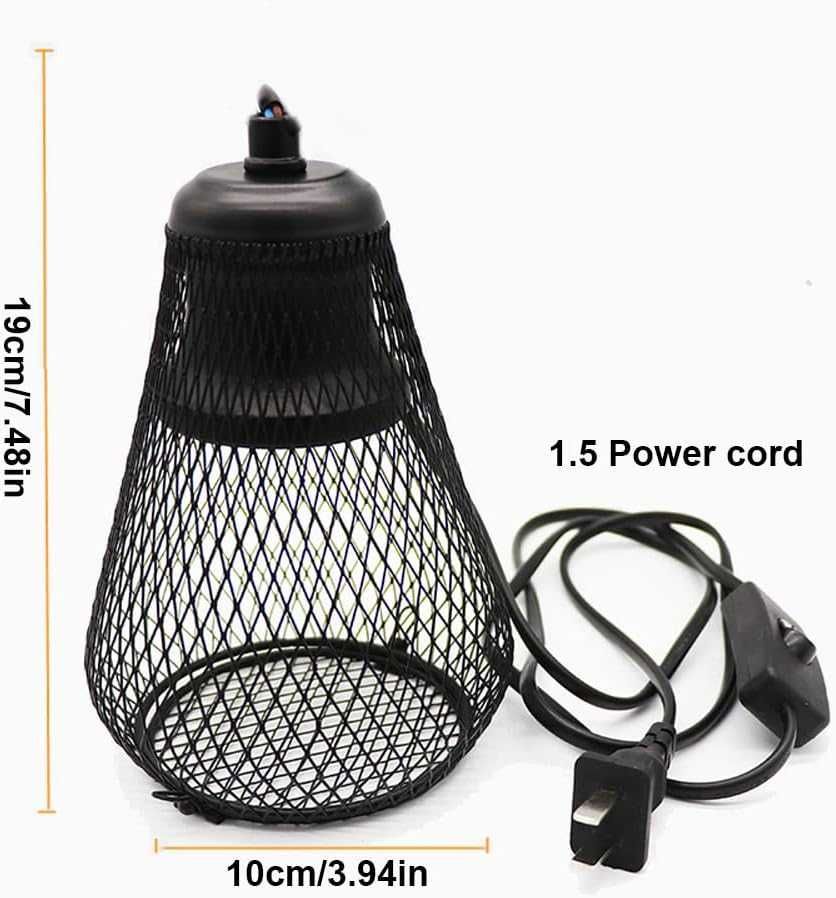 Lampă de căldură pentru reptile WOOLUCK cu coș de protecție 100W