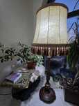 Lampadar abajur orez si suport  lemn