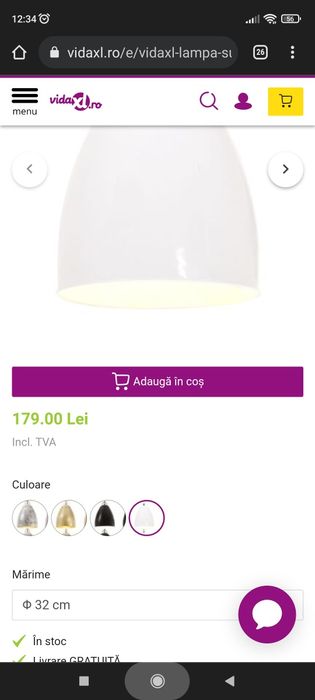 Lampă suspendată industrială, 25 W, alb, 32 cm, E27, rotund