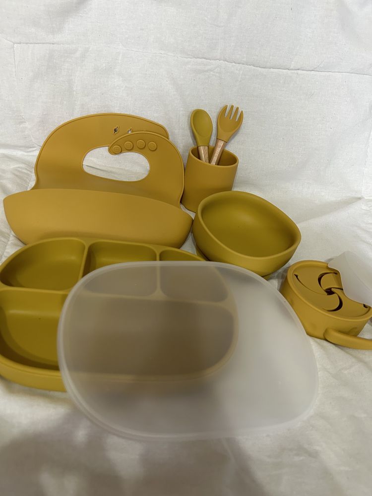 Новый Комплект детской силиконовой посуды, доставка бесплатная