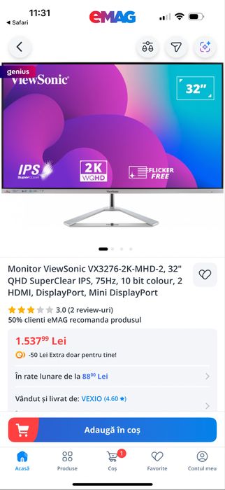 Monitor Viewsonic 32 | 2K QHD 1ms 75hz