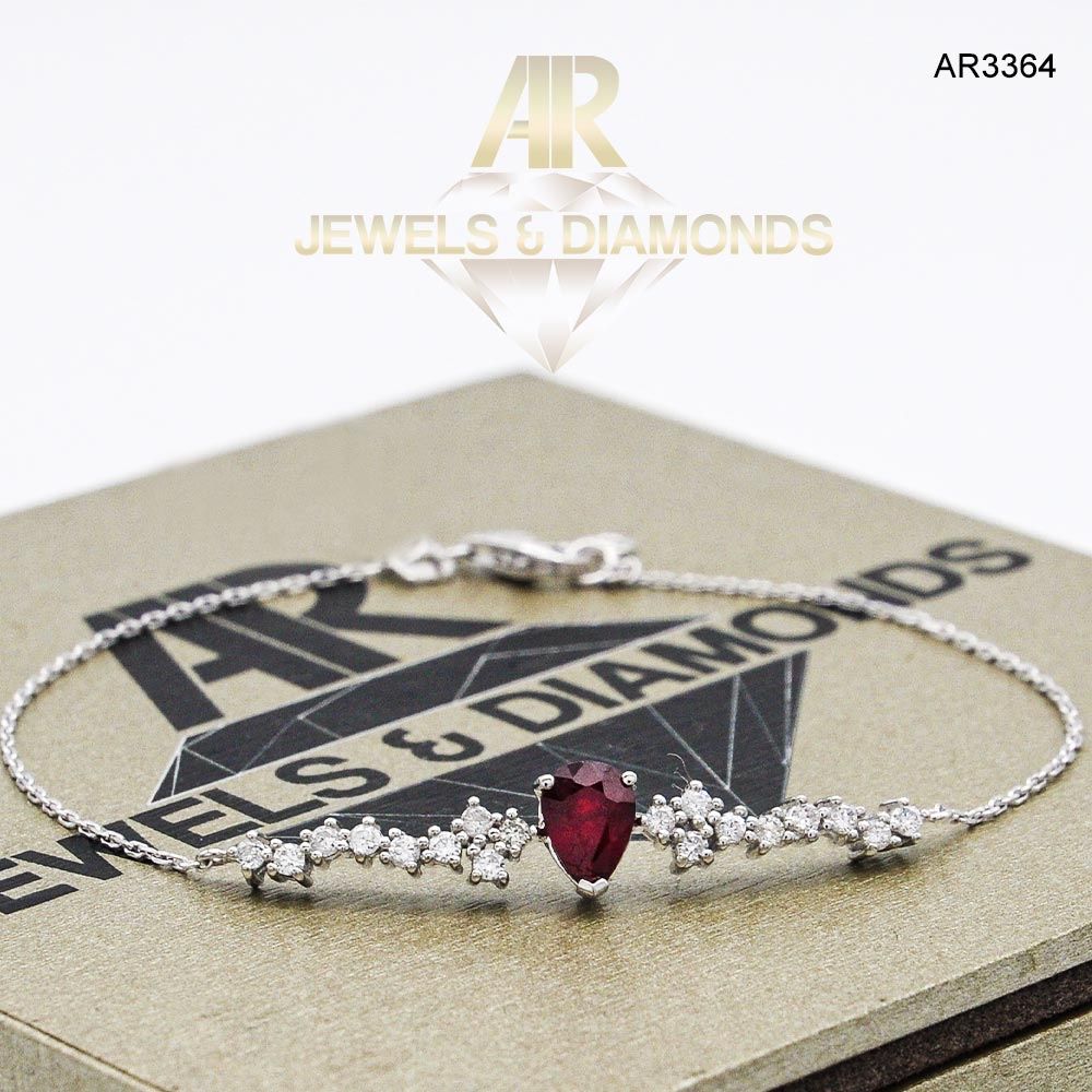 Bratara Aur Alb cu Diamante si Rubin model nou ARJEWELS(AR3364)