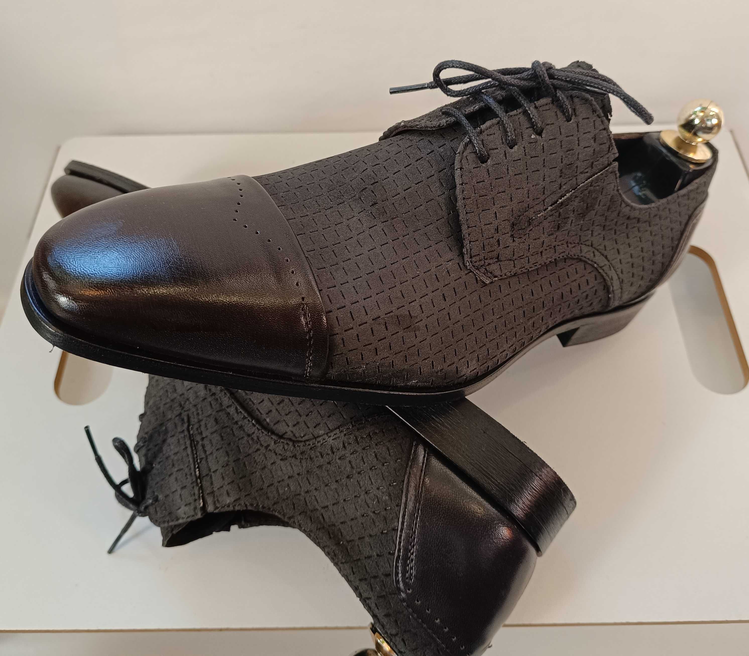 Pantofi derby 42 42.5 de lux GREVE NOI lucrati manual piele naturala