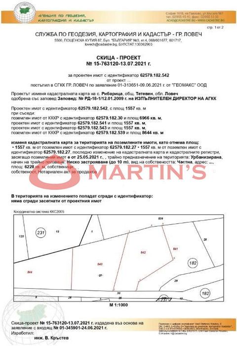 Парцел в Ловеч, област-с.Рибарица площ 6230 цена 93450