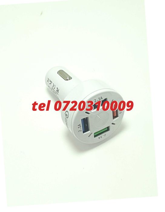 Incarcator Universal Masina Auto 4 Porturi Bricheta Usb Qc Fastcharge