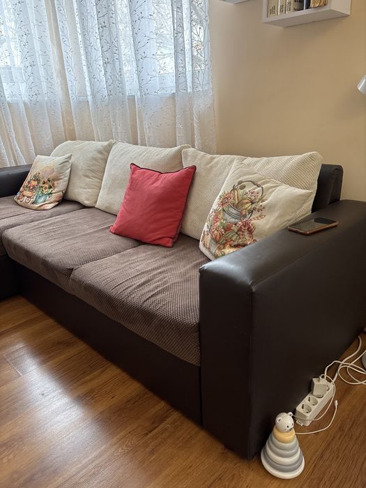 Удобен ъглов диван с лежанка – отлично състояние