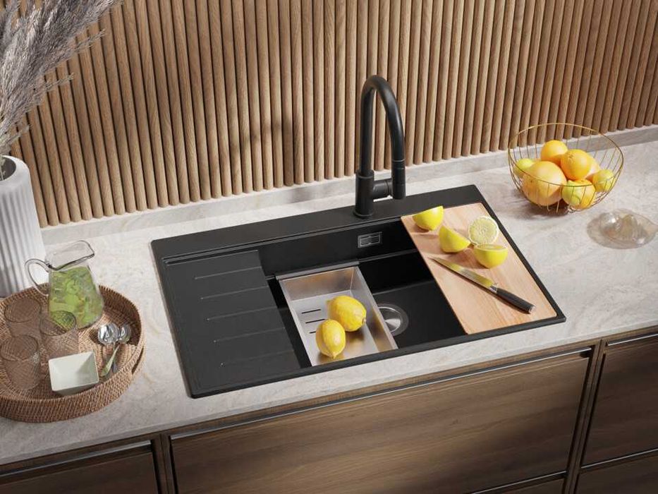 Графит гранитна кухненска мивка Сидни 780-60 Ergo Multilevel 780х500