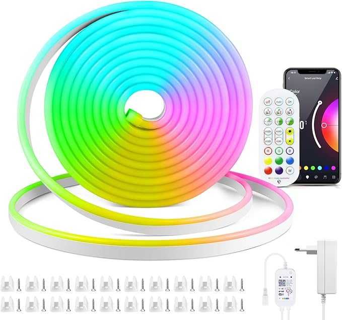 Banda LED RGB Neon 5M siliconata si IMPERMEABILA