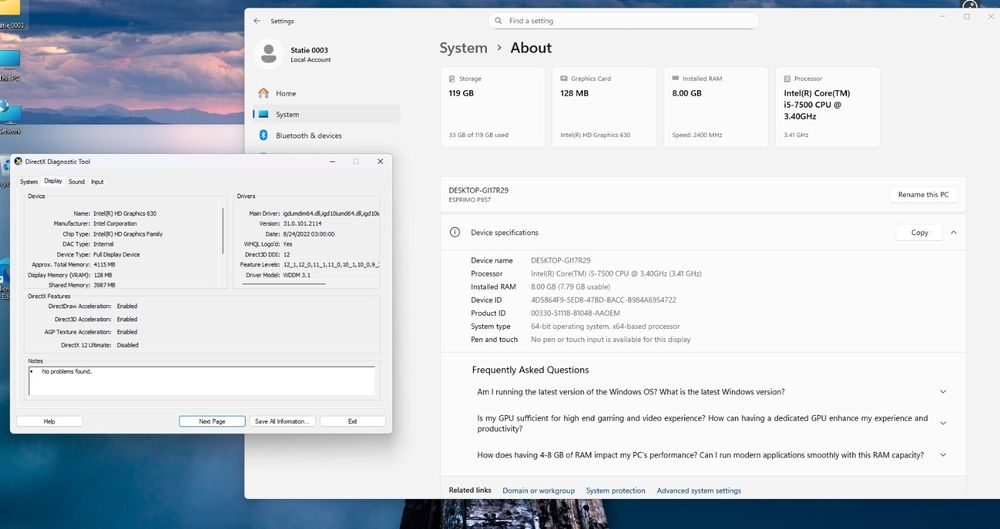 Desktop i5 gen 7 ssd ,8 gb ram set
