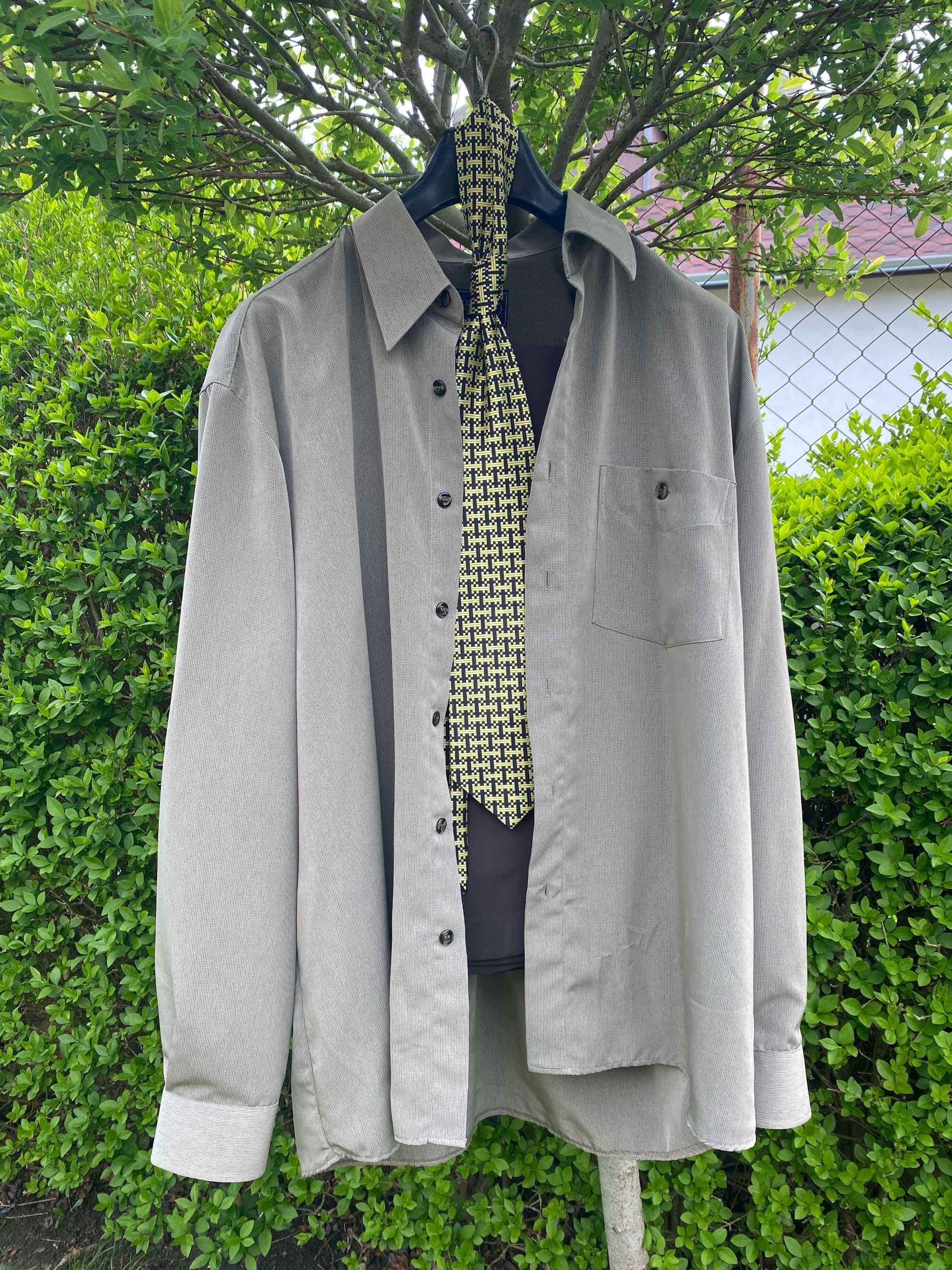 Мъжки костюм масленозелен 52 номер + риза + вратовръзка