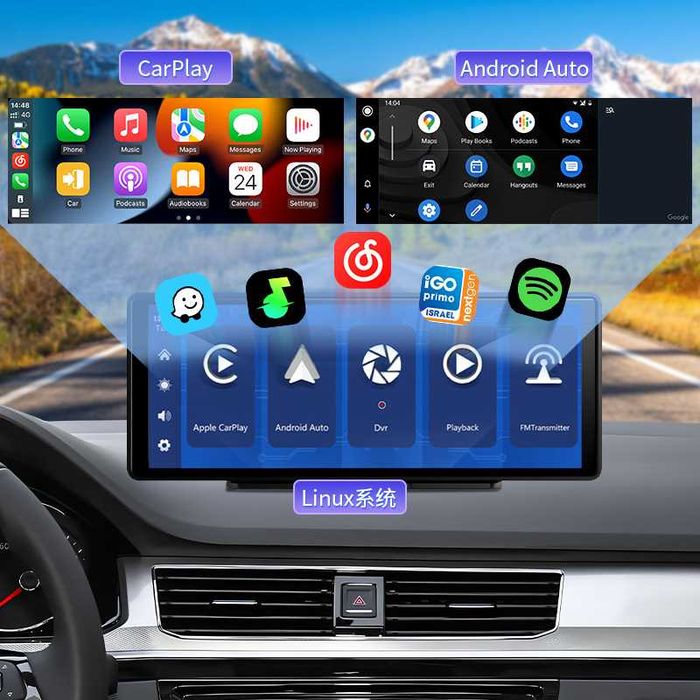 Navigatie auto portabila Universala ecran 10 Apple Carplay 4k card 64