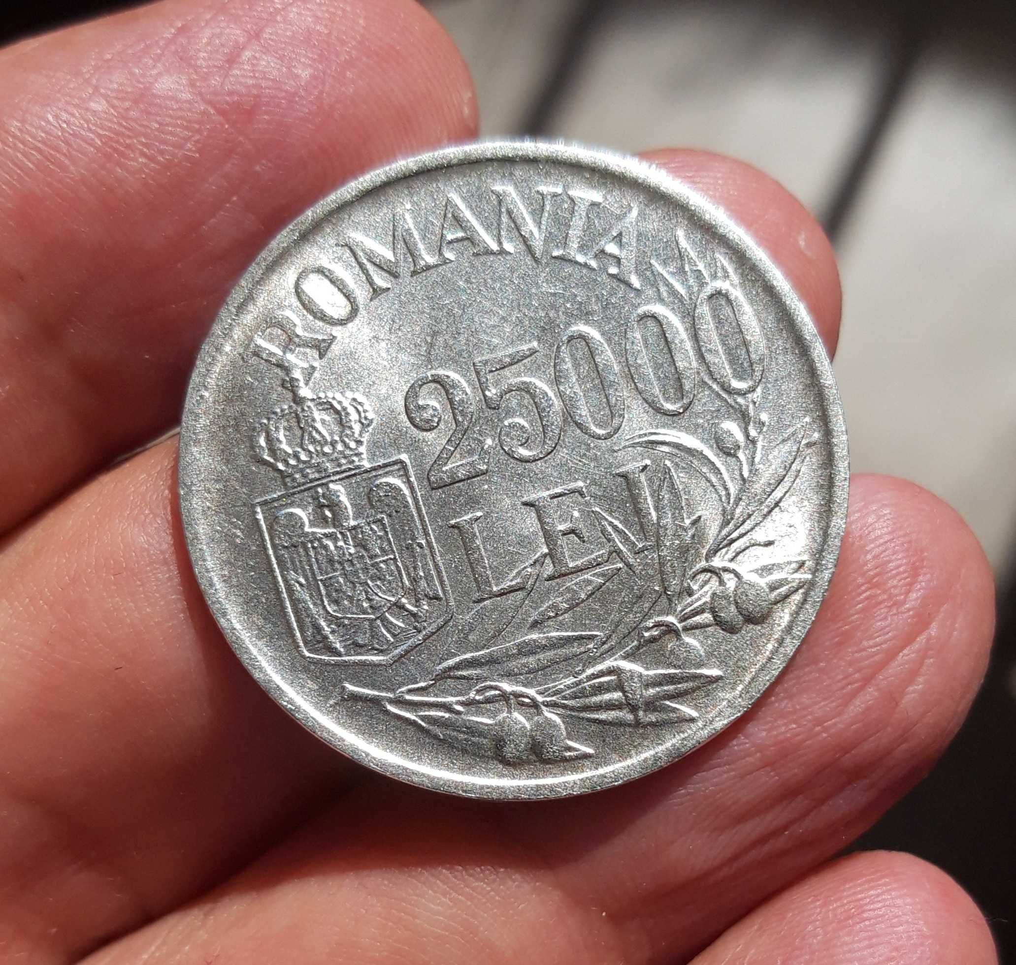 Moneda de argint, Regele Mihai, 25000 lei din 1946, fara uzura.