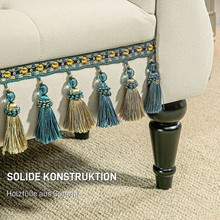 Тапицирана пейка HOMCOM, винтидж дизайн, до 150 кг, 117 x 40 x 58 см,