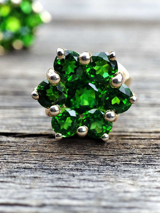 Cercei aur 14k chrome diopside unicat