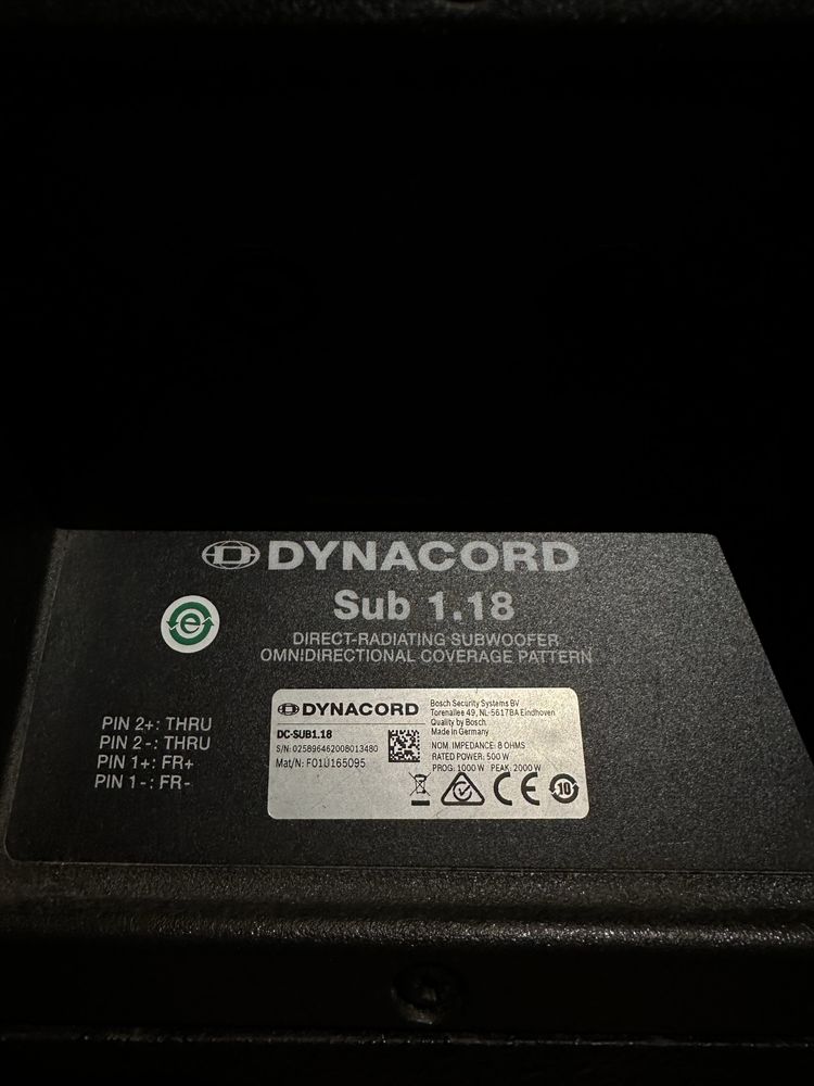 Сабвуфер Dynacord SUB1.18 в наличии 2шт верхний JBL eon700 2шт комплек