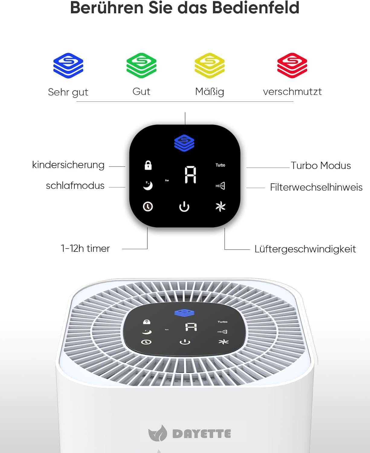 Пречиствател на въздух DAYETTE Air Purifier 120 m²,Гаранция