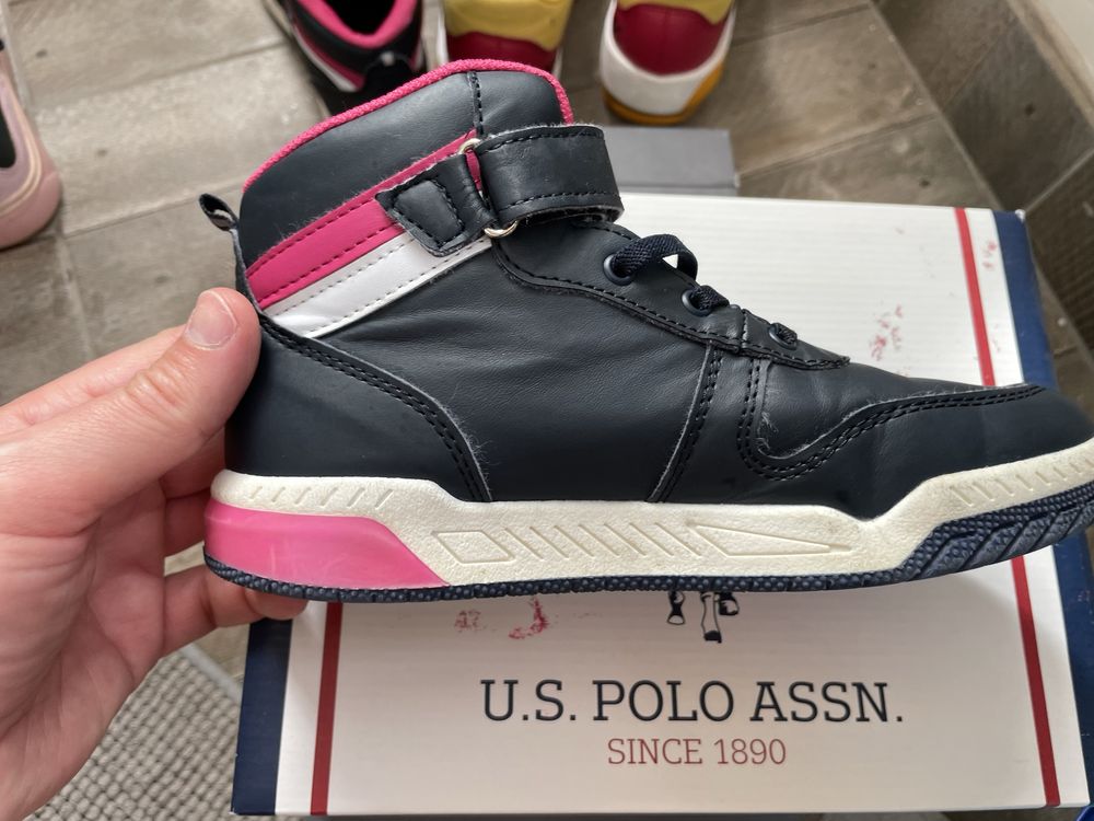 Pantofi sport inalti U.S Polo Assn fete alb, fucsia, albastru 35