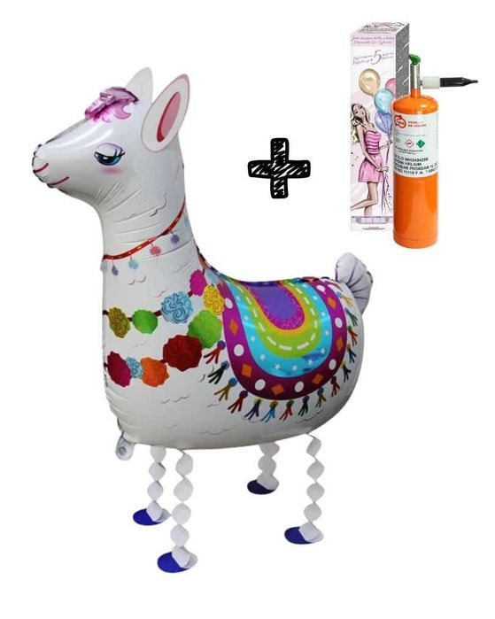 Ходещ фолиев балон Лама 67×75 см + мини бутилка с хелий