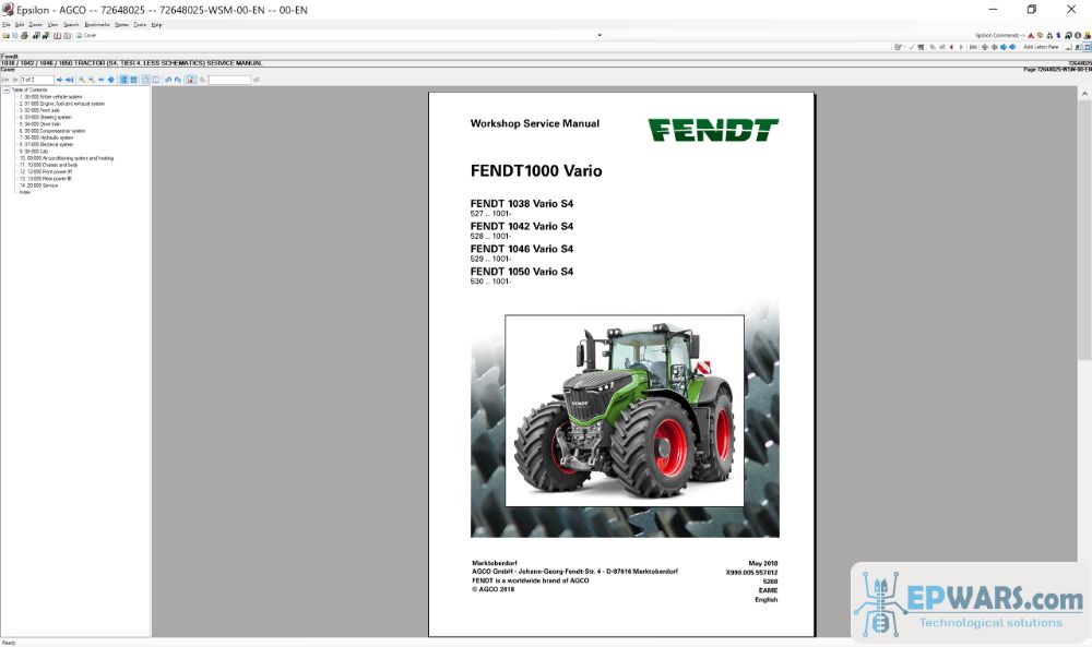 Manual de service reparatii catalog piese tractor combina FENDT