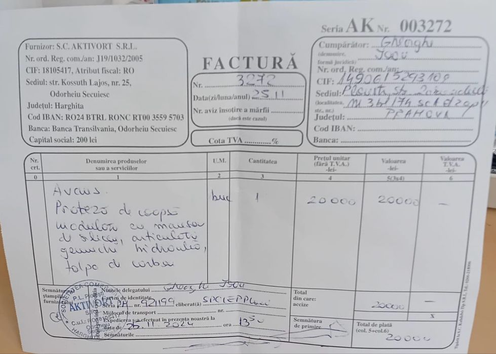 Proteza de coapsa modulara noua, articulatie  hidraulica, nefolosita