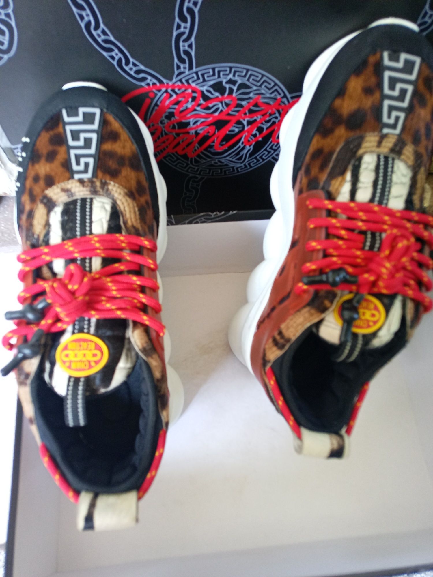 Versace Chain Reaction sneakers leopard zebra 100% Original