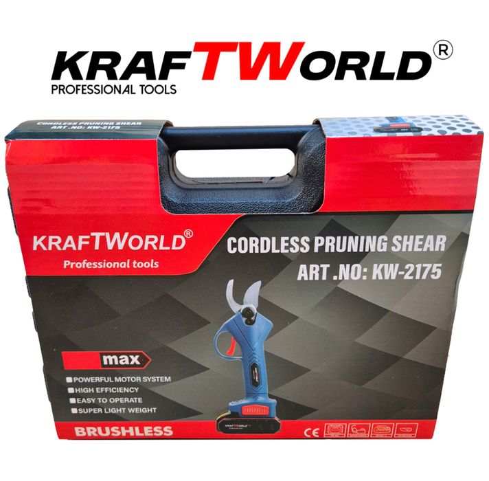 Лозарска Ножица Акумулаторна Градинска ножица KraftWorld с 2 Батерии