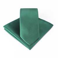 Cravată și batistă verde din mătase