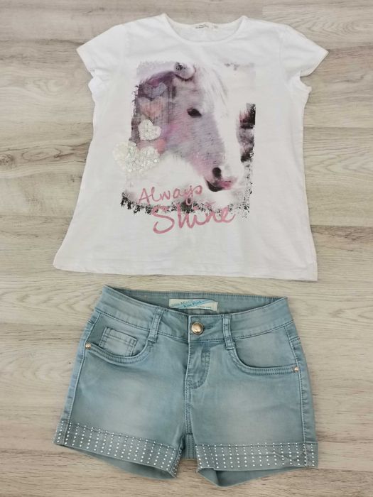 Сет дънкови панталони Bershka, потник, блузка H&M