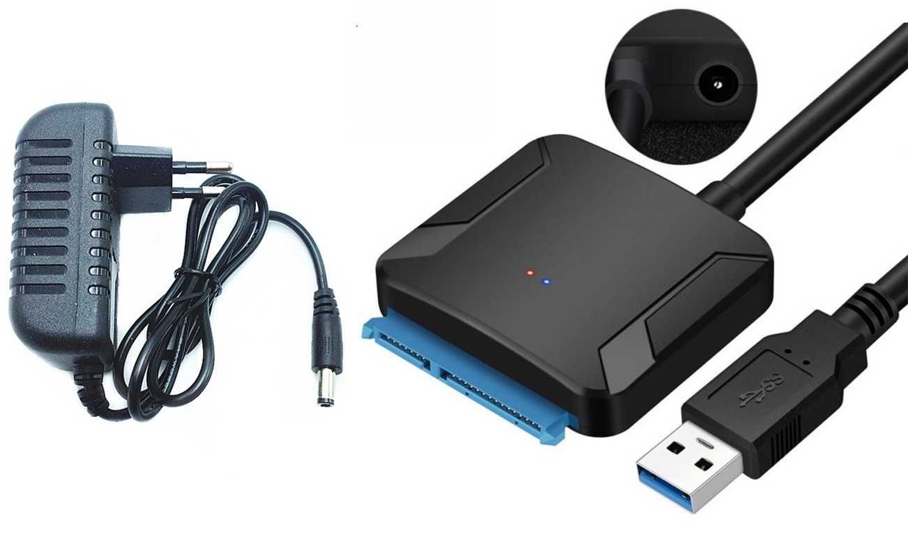 USB 3.0 към SATA III (сата) кабел за 2.5" и 3.5" HDD и SSD+ захранване