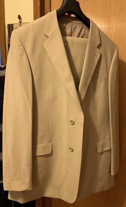 Costum barbatesc nou alb crem, din lână-Adam’s by Secuiana
