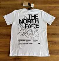 Мъжка,памучна,бяла тениска The North Face с щампа на гърба