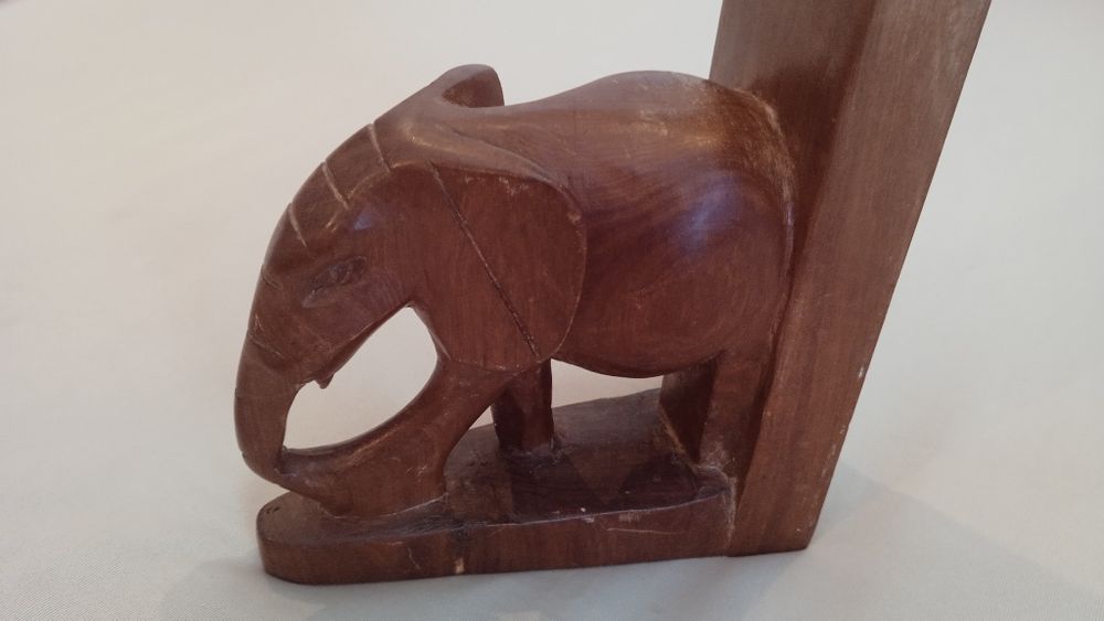 Elefanti, suporti laterali de carti, vechi, din lemn de palisandru