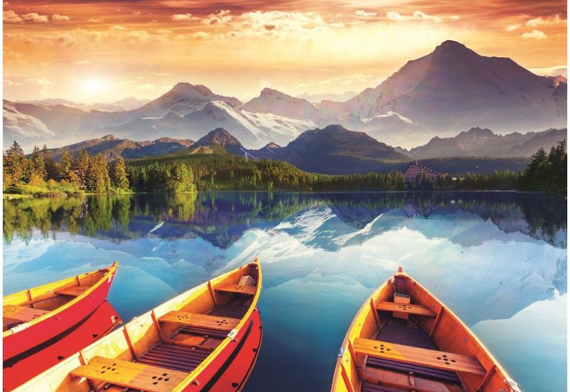 Vand puzzle montat, Tablou, Lac montan, 2000 piese